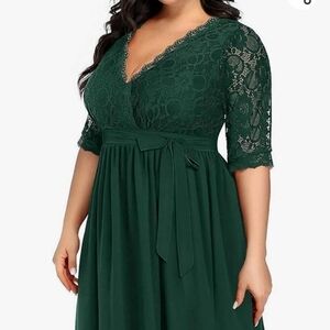 Pinup Fashion Lace Chiffon Wrap V Neck Dresse